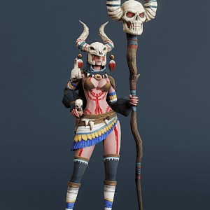 Games Girl Character Fantasy Magician Wizard Staff 3d model