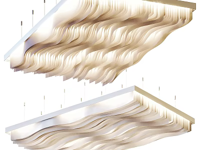 Elegant Modern Chandelier With Wave Like Curved White Metal Structure For Interior 3d model