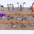 Diverse Sports Equipment Collection With Dumbbells Barbells Exercise Benches Yoga Balls And Treadmills