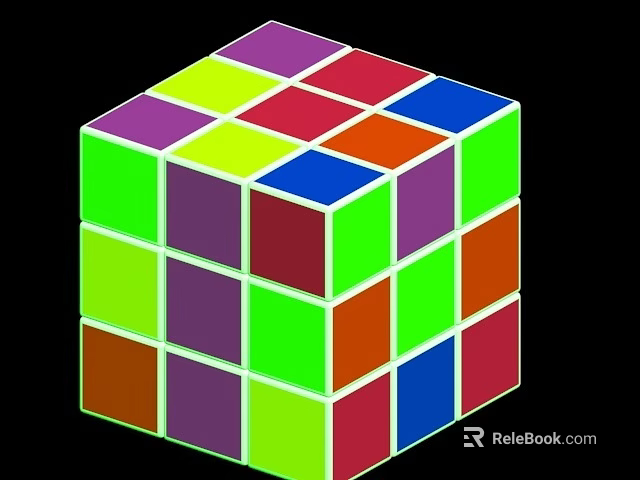 Vibrant 3D Rubik's Cube Featuring Multicolored Squares On Black Backdrop 3d model 