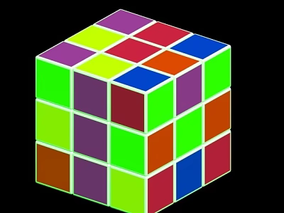 Vibrant 3D Rubik's Cube Featuring Multicolored Squares On Black Backdrop 3d model