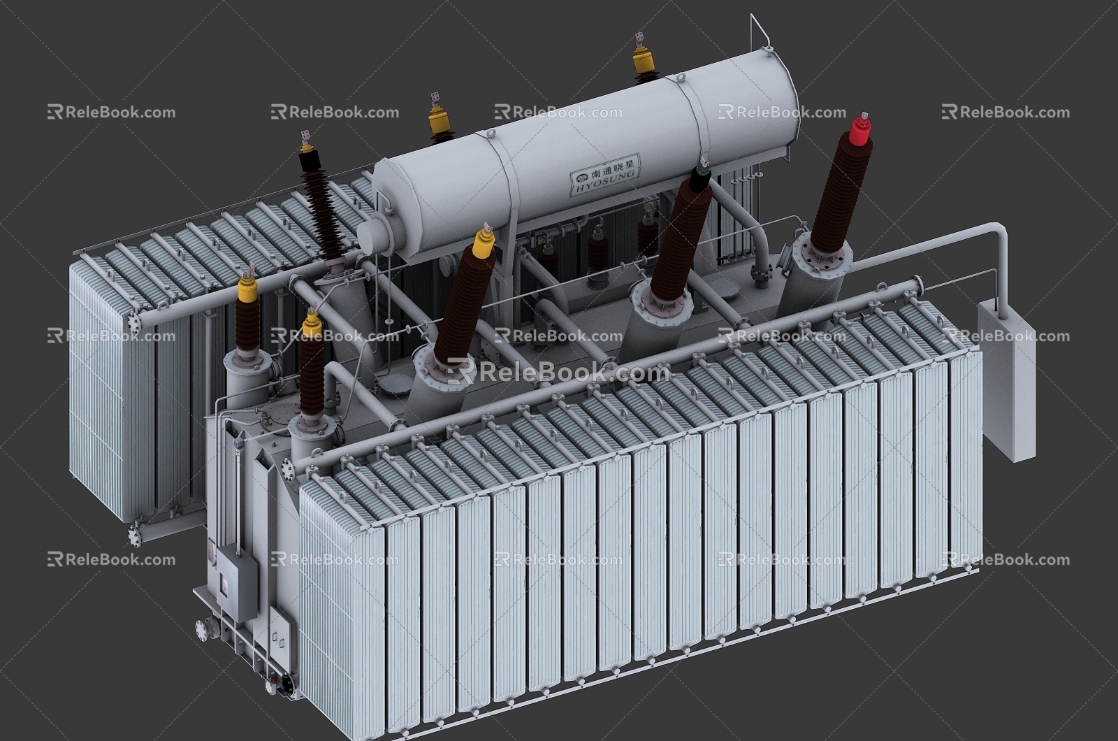 220KV class oil-immersed power transformer 220KV transformer medium and high voltage transformation and distribution tap-changer substation virtual reality 3d model