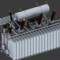 220KV class oil-immersed power transformer 220KV transformer medium and high voltage transformation and distribution tap-changer substation virtual reality 3d model