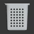 White Plastic Laundry Basket With Perforated Dot Design And Side Handles For Home Organizing