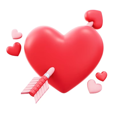 Red Heart Themed Decorative Ornament Set With Arrow And Small Hearts Accents 3d model