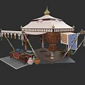 Traditional Style Commercial Complex Featuring Decorative Tapestries Tent And Clay Pots
