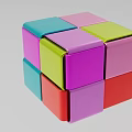 Colorful Rubik's Cube Shaped Decorative Ornament Set With Vibrant Block Combination