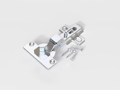 Stainless Steel Cabinet Hinge With Mounting Screws For Furniture Assembly 3d model