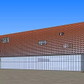 Modern Museum Building With Red Brick Facade And Glass Base Structure 3d model
