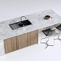 Modern Bar Chair Combination Bar Counter Water Bar Counter Middle Island Table and Chair Bar Table and Chair 3d model