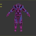 Futuristic Armored Character In Blue And Black Sci Fi Armor Standing Pose