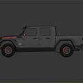 Black Pickup Truck With Roof LED Light Bar And Off Road Style Large Tires
