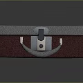 Gray Lid And Red Base Box With Silver Lock Handle And Colorful Stickers