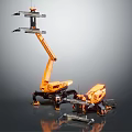 Industrial Multi Joint Robotic Arm With Orange Hydraulic Structure And Crawler Base 3d model