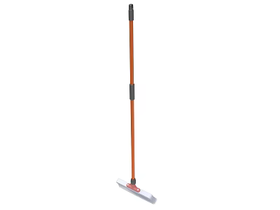 Durable Orange Mop With Long Handle Gray Grip And White Cleaning Head 3d model