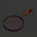Octagonal Black Speckled Frying Pan With Red Wooden Handle For Home Kitchen
