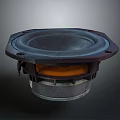 High Performance Audio Speaker Unit With Black Cone Brown Frame And Metal Base 3d model
