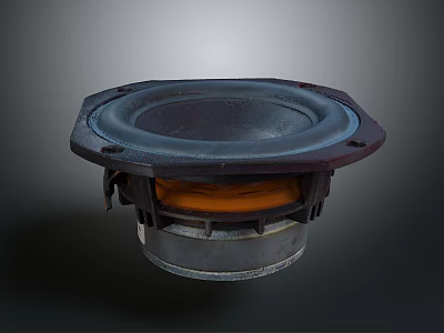 High Performance Audio Speaker Unit With Black Cone Brown Frame And Metal Base 3d model