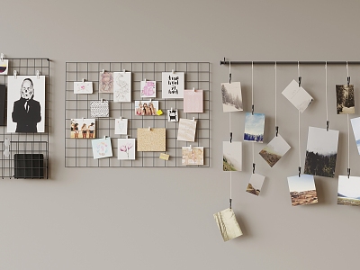 Cork board photo wall 3d model