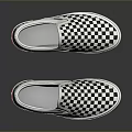 Casual Canvas Slip On Shoes With Black And White Checkered Pattern For Daily Wear Essentials