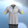 Gray Polo Shirt With Yellow Cuff And Collar Details For Daily Use
