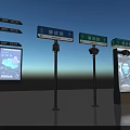 Modern Urban Road Infrastructure With Directional Signs And Digital Information Screens
