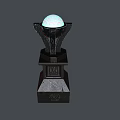 Premium Trophy With Black Carved Base And Glowing Sphere On Decorative Pedestal