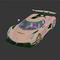 Sleek Rose Gold Sports Car With Rear Wing And Carbon Fiber Design Elements