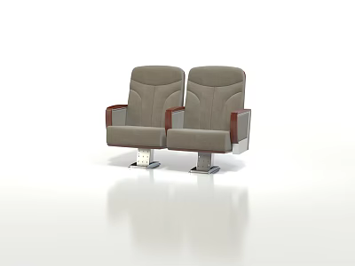 Gray Fabric Upholstered Single Seater Sofa With Wooden Armrests And Metal Base 3d model