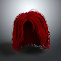 Red Hair Wig With Natural Head Shape And Gray Background Lighting