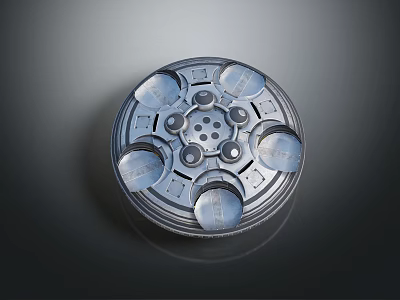 Spacecraft Metallic Circular Component With Multiple Circular Elements And Central Hub 3d model