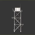 Tall Watchtower Structure With Metal Frame Staircase Cabin And Antenna