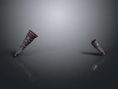 Two Dark Tubular Medical Devices With Red Edges On Gray Background 3d model