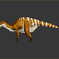 Orange and White Striped Dinosaur 3D Model Standing on Gray Background 3d model