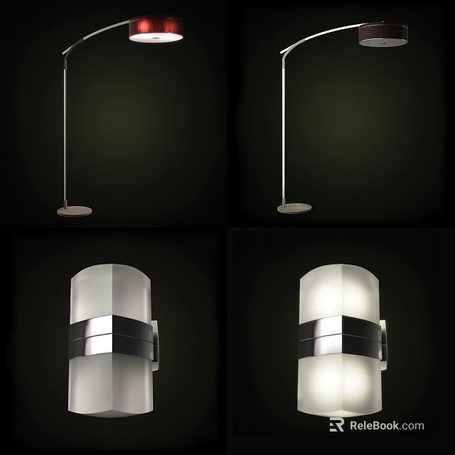 Modern Lighting Combinations With Sleek Hanging Pendant Lights And Cylindrical Wall Sconces 3d model 