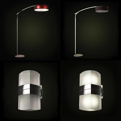 Modern Lighting Combinations With Sleek Hanging Pendant Lights And Cylindrical Wall Sconces 3d model
