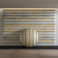 Modern Wooden Wall Panels With Horizontal Wood Grain And Spherical Decor