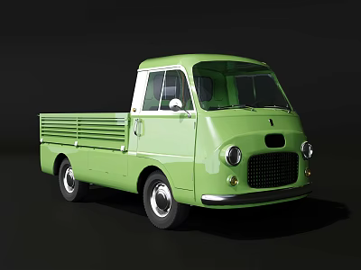 Vintage Green Single Cab Truck With Open Bed And Classic Retro Design 3d model