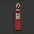 Vintage Red Gas Pump With Round Top Logo And Classic Design Elements