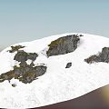 Scenic Mountain Landscape With Snow Covered Ground And Exposed Rocks Under Clear Blue Sky