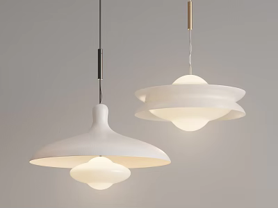 Modern Minimalist Pendant Lights With White Layered Shades And Sleek Design In Interior 3d model