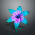 Vibrant Blue Purple Gradient Lily Flower With Shiny Petals On Dark Background