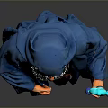 Mystical Man In Blue Robe With White Beard Holding Crystal Staff