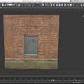 Traditional Red Brick Building Exterior Wall With Small Window And Concrete Base