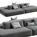 Modern Gray Sectional Sofa With Multiple Plush Pillows For Living Room 3d model