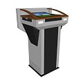 Functional Desk With White Body And Brown Top Featuring Front LOGO 3d model