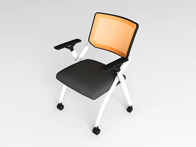 Modern Office Chair With Orange Backrest Black Armrests Black Seat White Legs And Black Casters 3d model