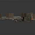 Ancient Fortress Wall Structure With Stone Blocks Wooden Planks Tower And Weapons