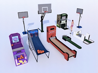 Sports Entertainment Equipment Football Machine Basketball Shooter Golf Machine Basketball Rack Game Hall Equipment Indoor Children's Playground Equipment 3d model