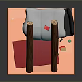 Kids Room Model With Slide Wooden Walls Red Bookshelf White Bed And Red Carpet